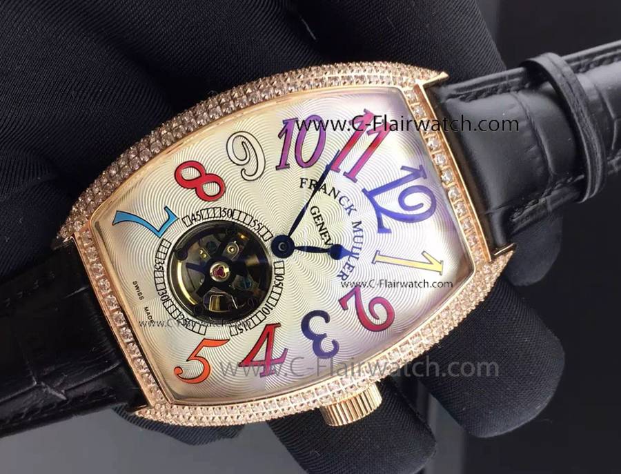 Copy Franck Muller Rose Gold Diamond Case FM Tourbillon Watch